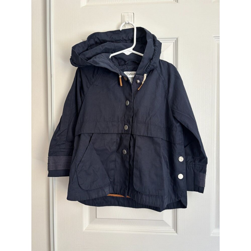Zara Kids Unisex Navy Thin Hooded Parka Jacket Size 5T